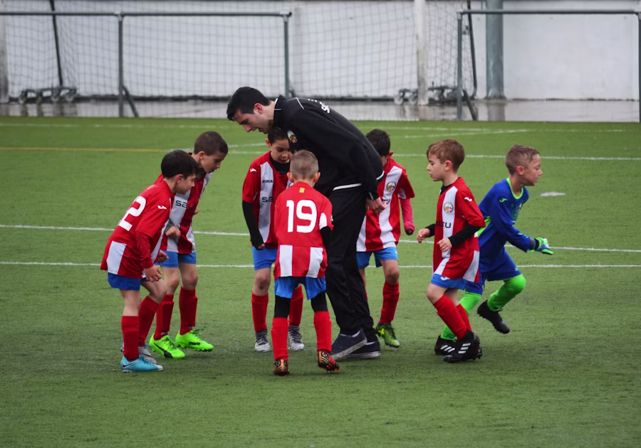 Youth sports team with coach